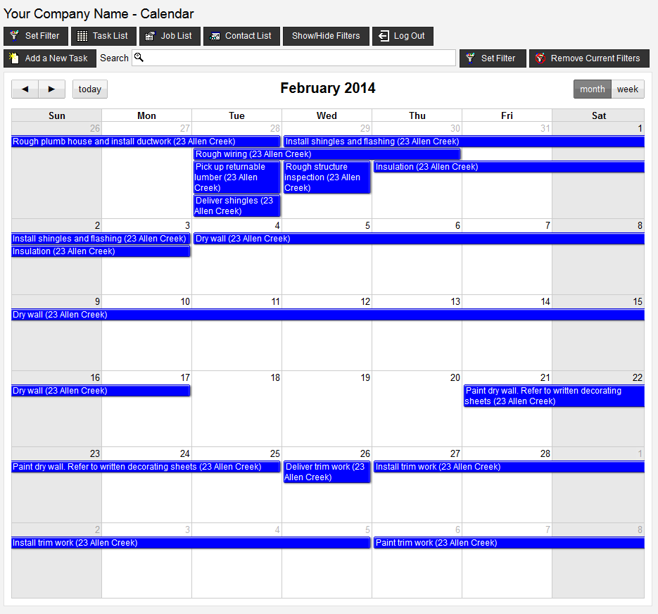 Remote VirtualBoss Calendar View