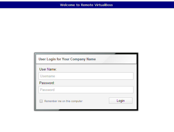 Remote VirtualBoss login screen